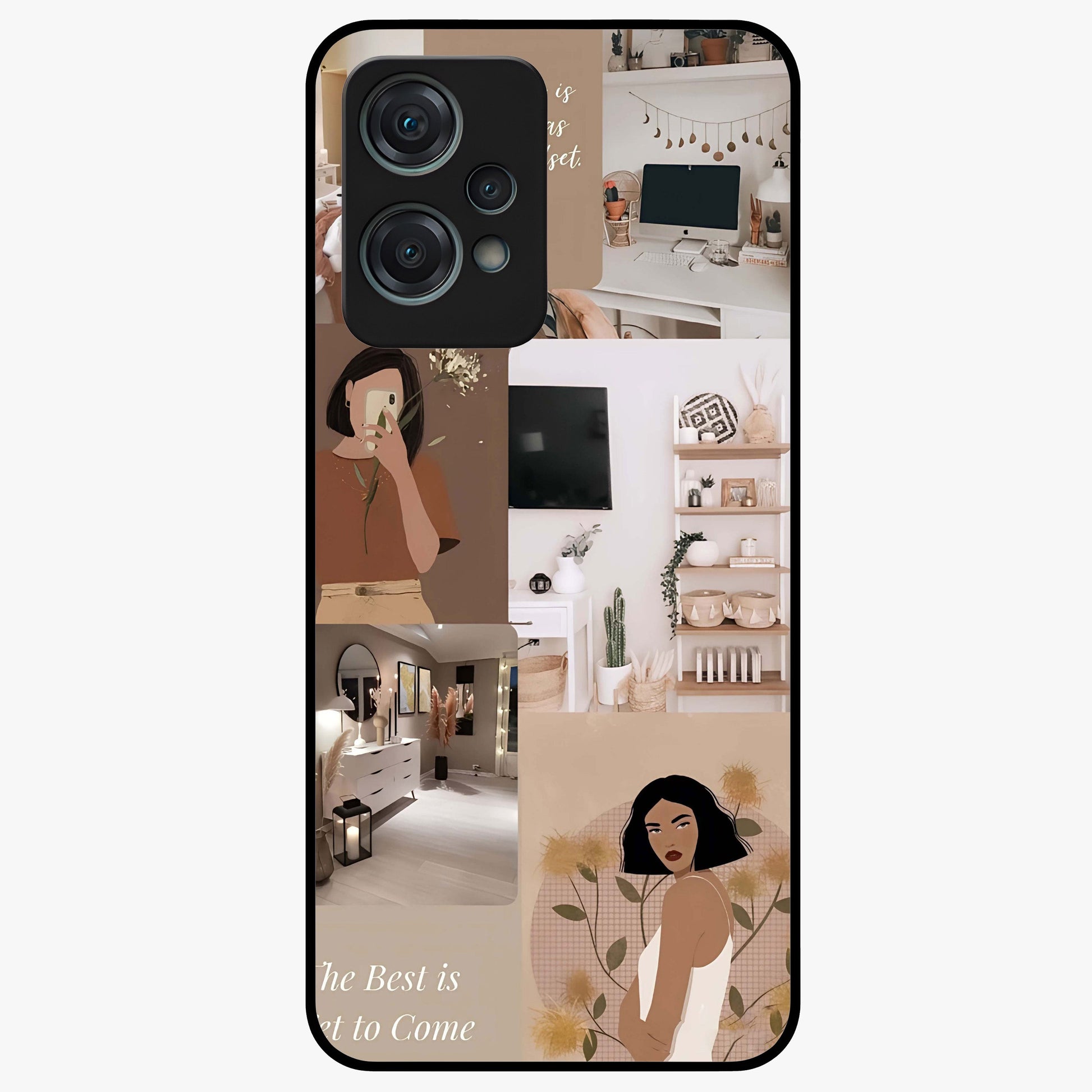 Golden Mind Moment Glass Case for 1+Nord Ce 2 Lite artistic front view featuring abstract golden inspired artwork