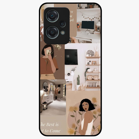 Golden Mind Moment Glass Case for 1+Nord Ce 2 Lite artistic front view featuring abstract golden inspired artwork