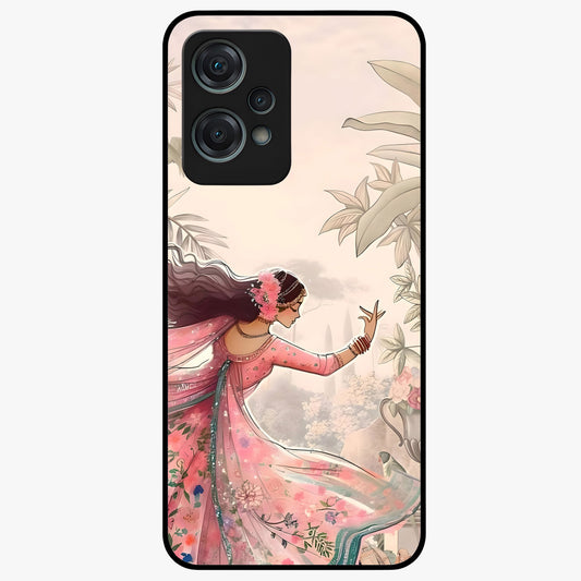 Graceful Garden Rhythm Glass Case for 1+Nord Ce 2 Lite elegant front view featuring flowing floral garden artwork