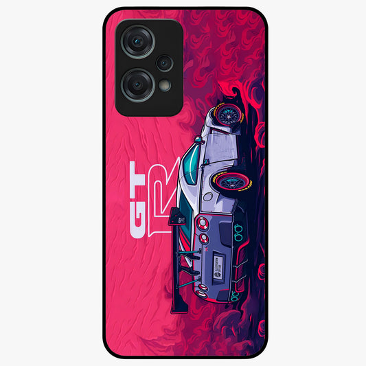 Gt R Car Pattern Glass Case for 1+Nord Ce 2 Lite bold front view featuring performance car inspired pattern artwork