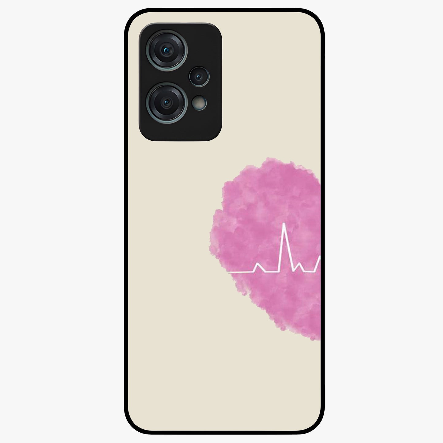 Heartbeat of Love Glass Case for 1+Nord Ce 2 Lite romantic front view featuring heartbeat inspired love artwork