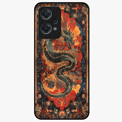 Inferno Dragon Soul Glass Case for 1+Nord Ce 2 Lite showing full back design in clean flat view with blazing dragon artwork and glossy glass finish.