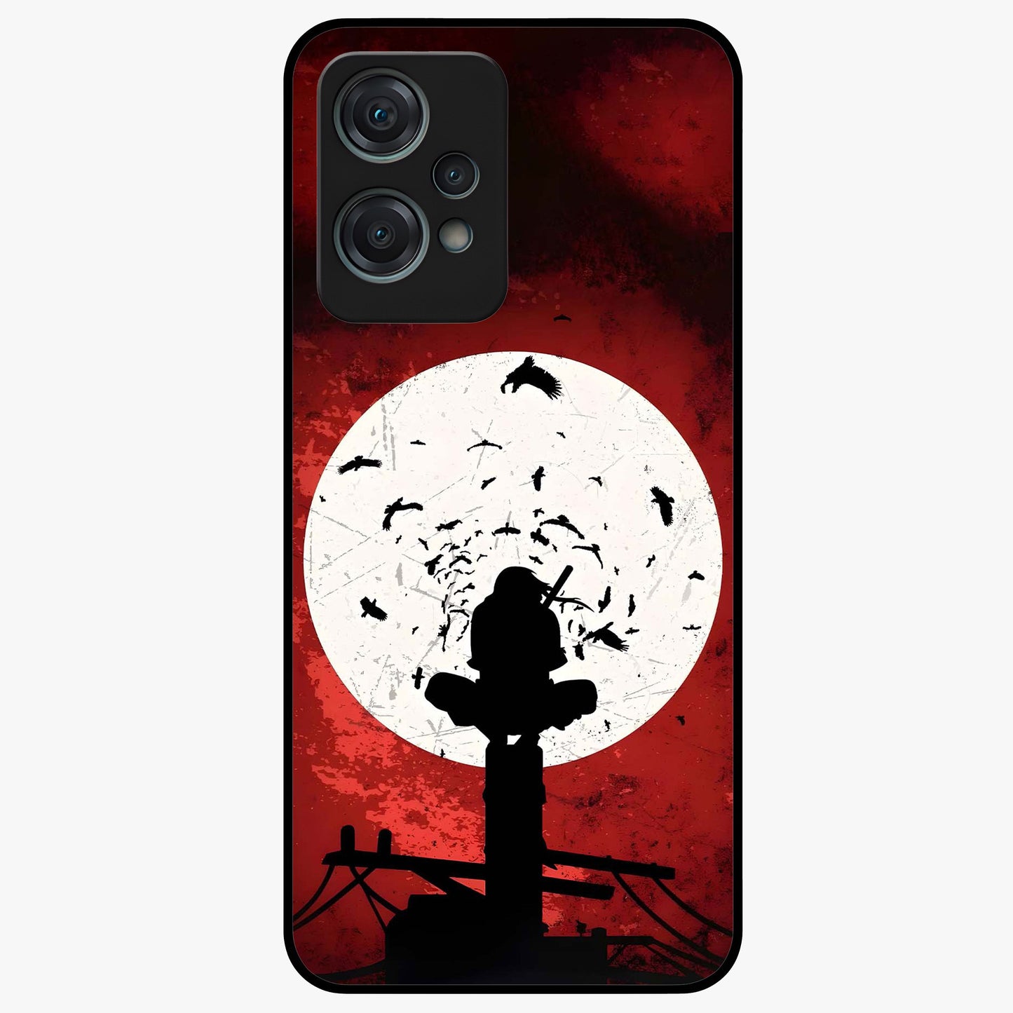 Itachi Limited Edition Naruto Anime Case Glass Case for 1+Nord Ce 2 Lite bold front view featuring intense anime character artwork