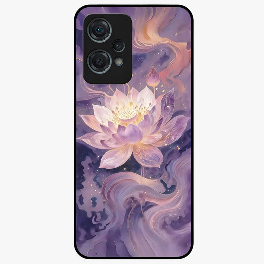 Lavender Lotus Muse Glass Case for 1+Nord Ce 2 Lite elegant front view featuring lotus artwork in calming lavender tones