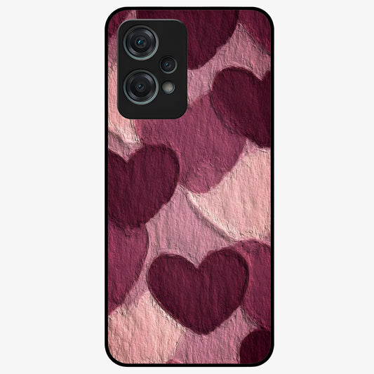 Layered Paper Hearts Glass Case for 1+Nord Ce 2 Lite charming front view featuring dimensional paper style heart artwork