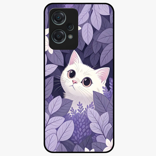 Lilac Hide Peek Cat Glass Case for 1+Nord Ce 2 Lite adorable front view featuring playful cat artwork in lilac tones