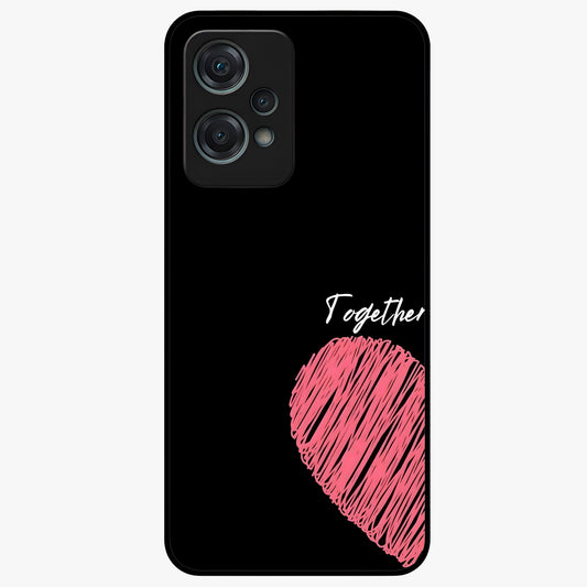Love Forever Together Left Glass Case for 1+Nord Ce 2 Lite romantic front view featuring couple themed artwork