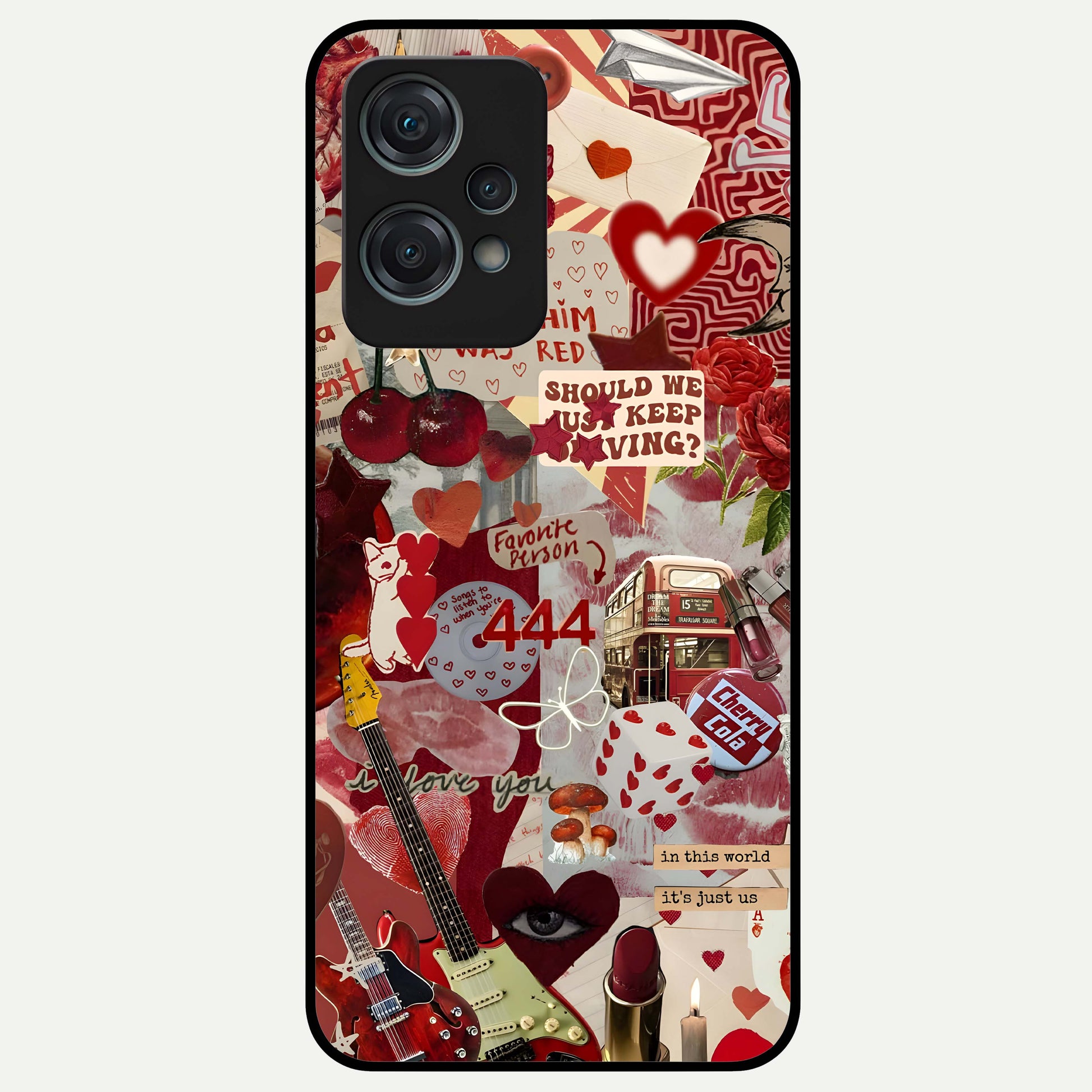 Lover’S Red Chaos Glass Case for 1+Nord Ce 2 Lite bold front view featuring intense red artistic artwork