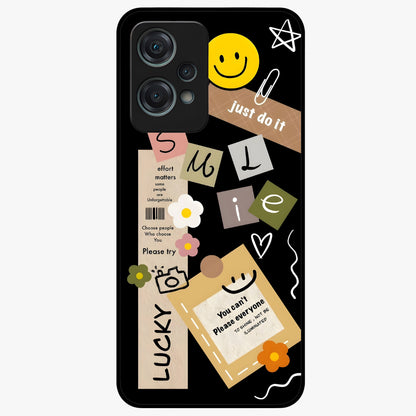 Lucky Aesthetic Collage Case Glass Case for 1+Nord Ce 2 Lite vibrant front view featuring layered aesthetic collage artwork