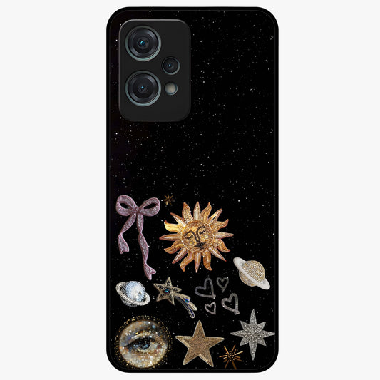 Magical Jewelry Vibe Glass Case for 1+Nord Ce 2 Lite glamorous front view featuring jewel inspired artistic artwork