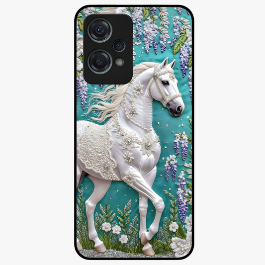 Majestic Floral Stallion Glass Case for 1+Nord Ce 2 Lite powerful front view featuring horse artwork blended with floral detailing