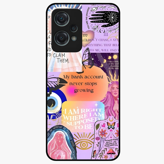 Manifestation Collage Glass Case for 1+Nord Ce 2 Lite creative front view featuring aesthetic vision board collage artwork