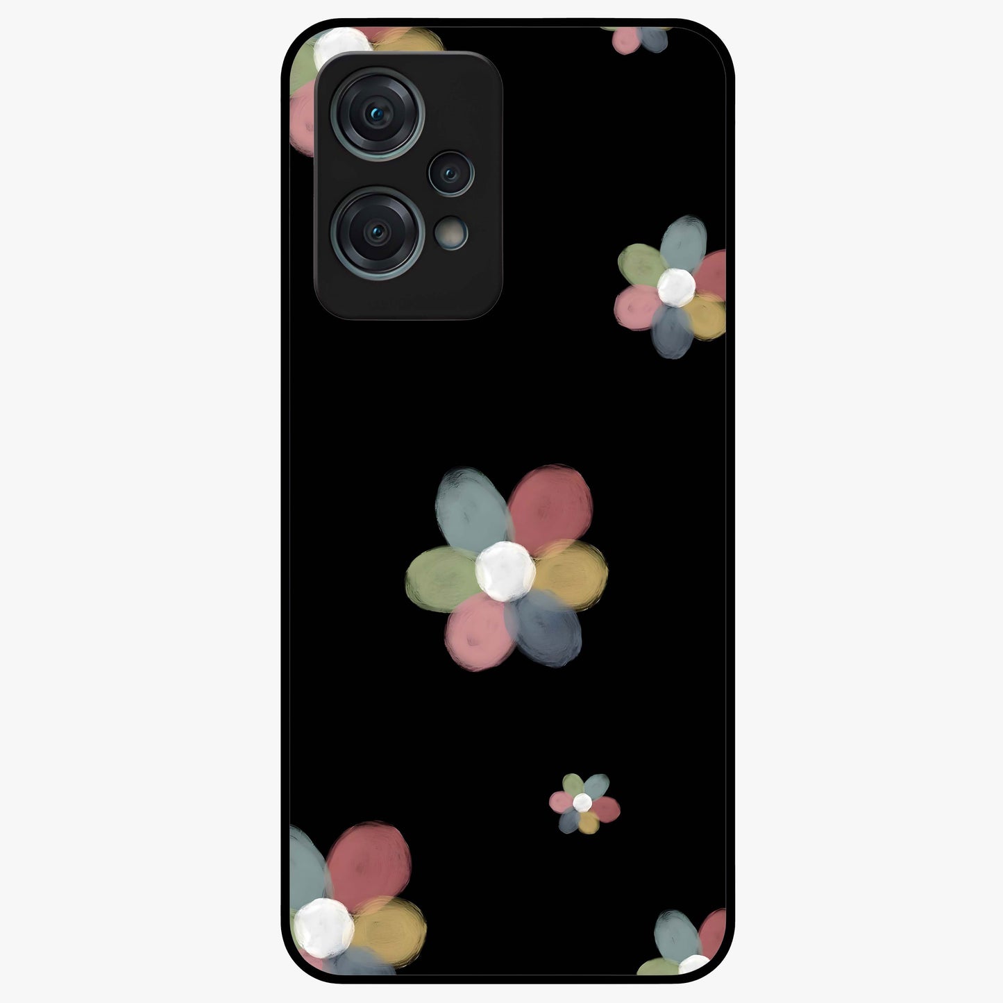Minimal Floral Charm Glass Case for 1+Nord Ce 2 Lite clean front view featuring simple floral artwork with elegant detailing