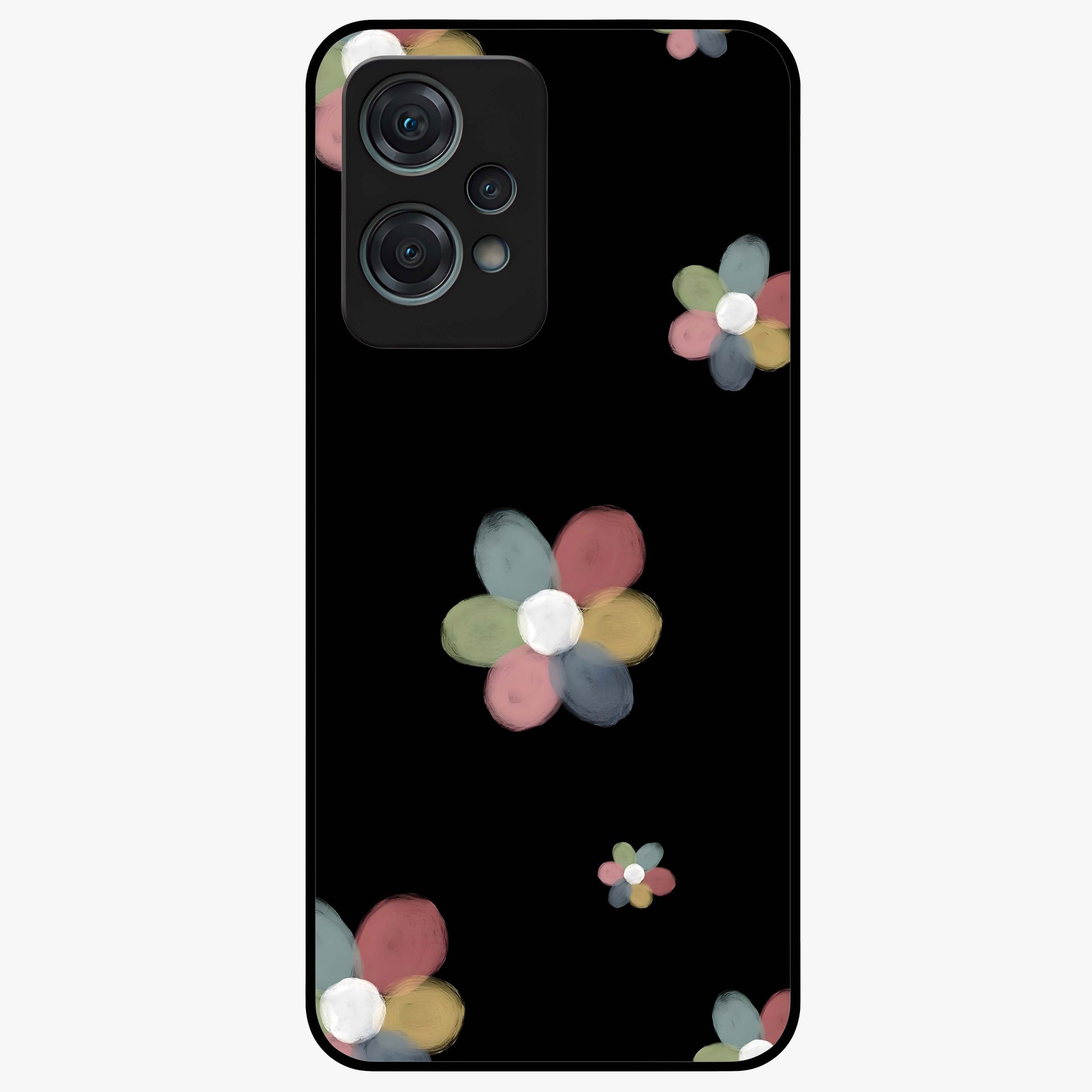 Minimal Floral Charm Glass Case for 1+Nord Ce 2 Lite clean front view featuring simple floral artwork with elegant detailing