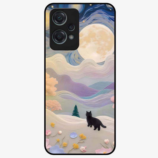 Moonlit Petal Path Glass Case for 1+Nord Ce 2 Lite artistic front view featuring floral pathway artwork under soft moonlight