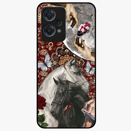 Moonlit Royal Stallion Glass Case for 1+Nord Ce 2 Lite majestic front view featuring horse artwork under glowing moonlight