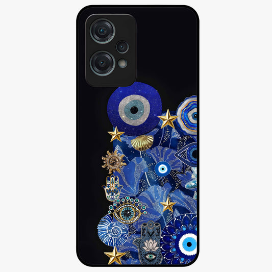 Mystic Ocean Eye Glass Case for 1+Nord Ce 2 Lite vibrant front view featuring ocean inspired eye artwork in blue tones