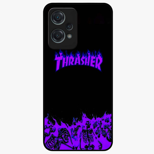 Neon Flame Riot Glass Case for 1+Nord Ce 2 Lite intense front view featuring blazing neon flame artwork