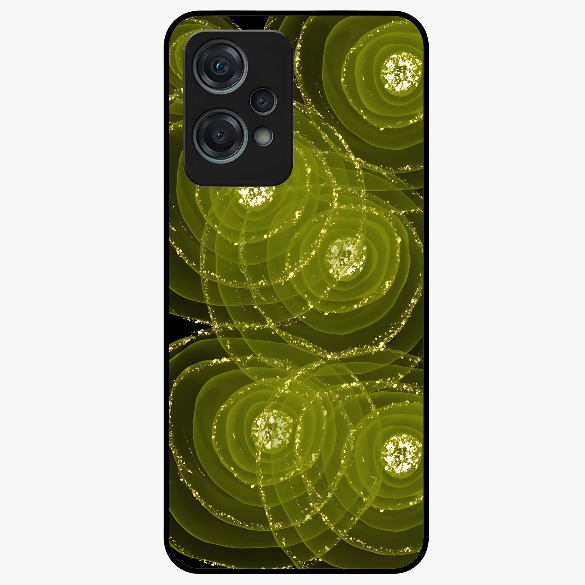 Neon Orbit Bloom Marble Glass Case for 1+Nord Ce 2 Lite artistic front view featuring marble texture with neon orbit accents