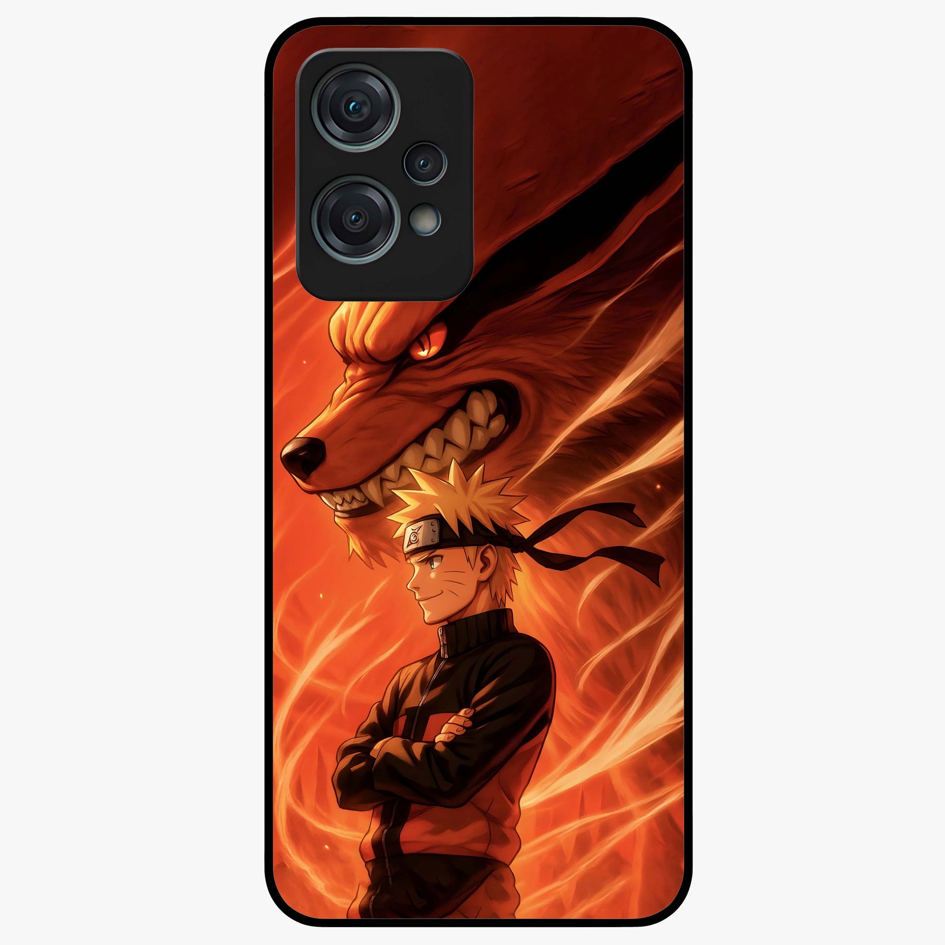 Nine Tails Legacy Glass Case for 1+Nord Ce 2 Lite powerful front view featuring legendary fox inspired artwork