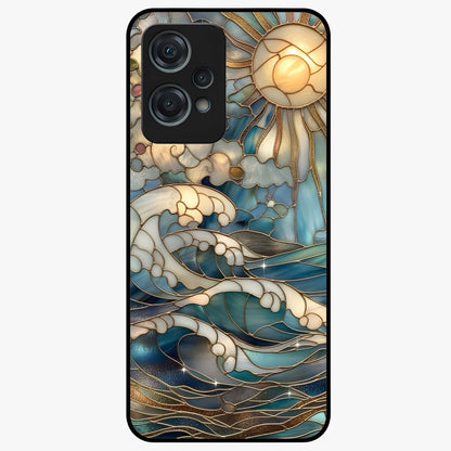 Ocean Mosaic Art Glass Case for 1+Nord Ce 2 Lite artistic front view featuring mosaic inspired ocean artwork