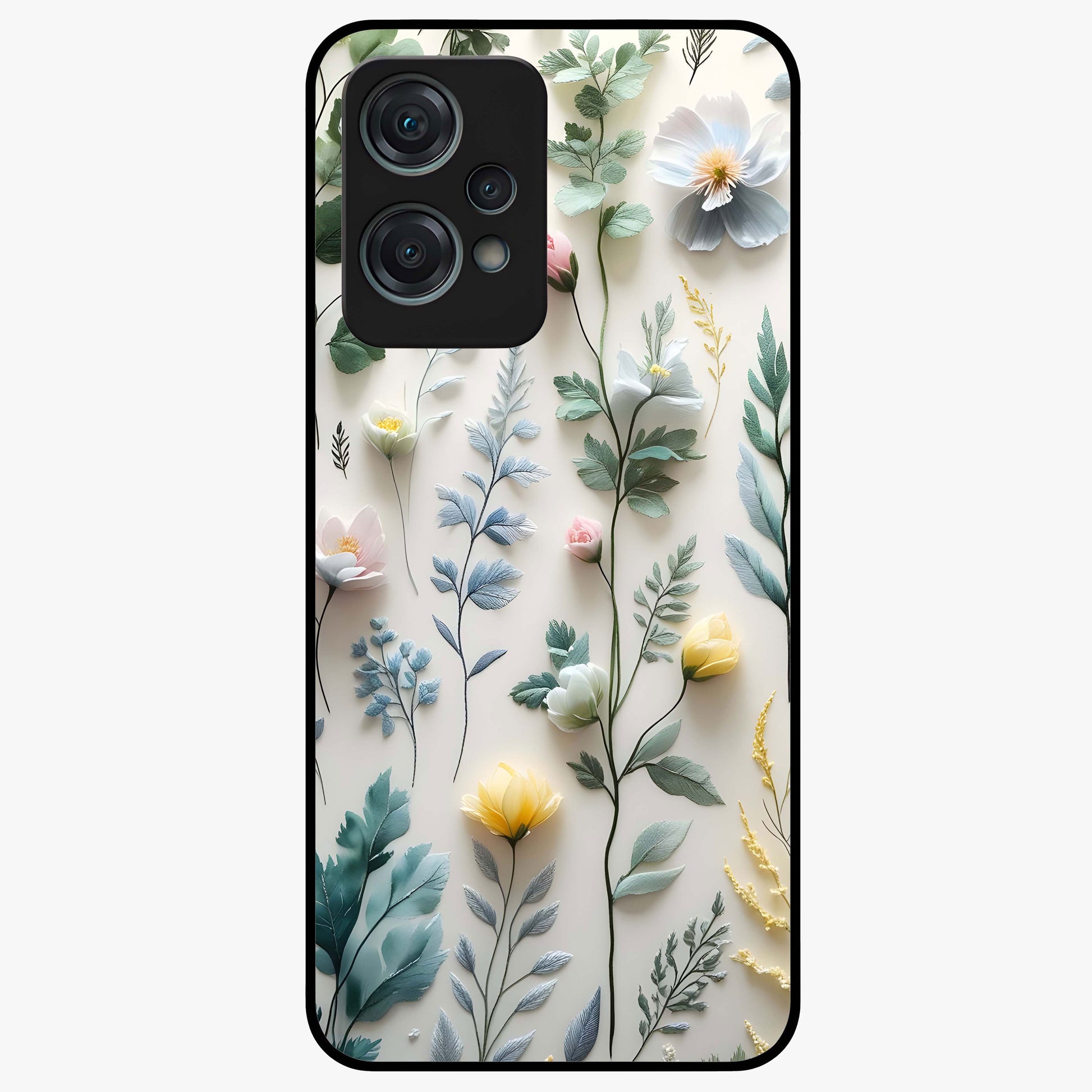 Pastel Garden Whispers Glass Case for 1+Nord Ce 2 Lite soft front view featuring delicate pastel floral artwork