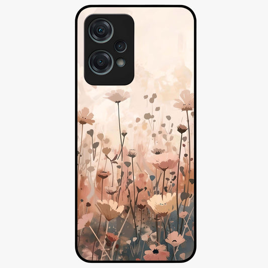 Pastel Wildflowers Glass Case for 1+Nord Ce 2 Lite cheerful front view featuring colorful wildflower artwork in pastel tones