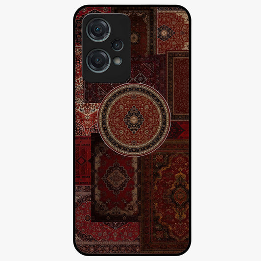 Persian Heritage Collage Glass Case for 1+Nord Ce 2 Lite rich front view featuring intricate Persian inspired collage artwork