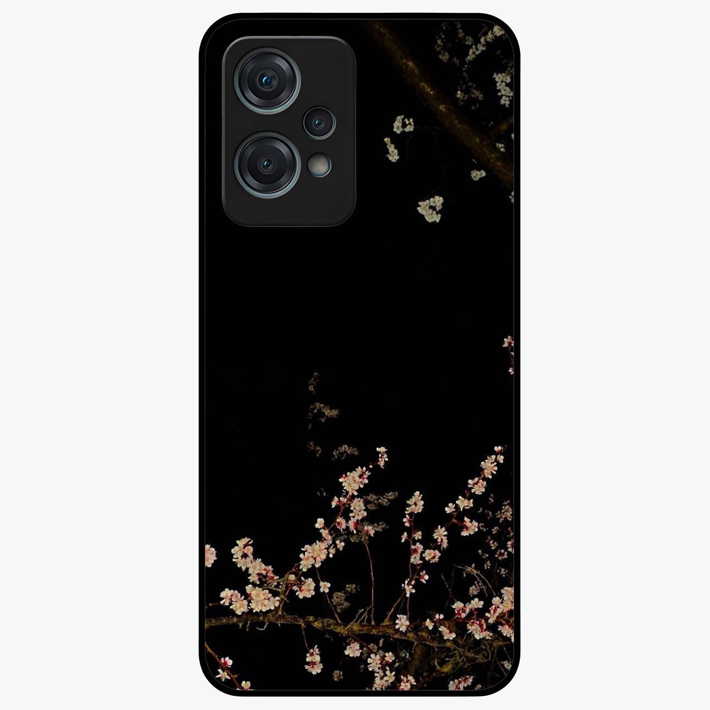 Petal Moon Light With Custom Name Glass Case for 1+Nord Ce 2 Lite graceful front view featuring floral artwork under moonlight with personalized name design