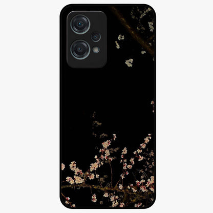 Petal Moon Light With Custom Name Glass Case for 1+Nord Ce 2 Lite graceful front view featuring floral artwork under moonlight with personalized name design