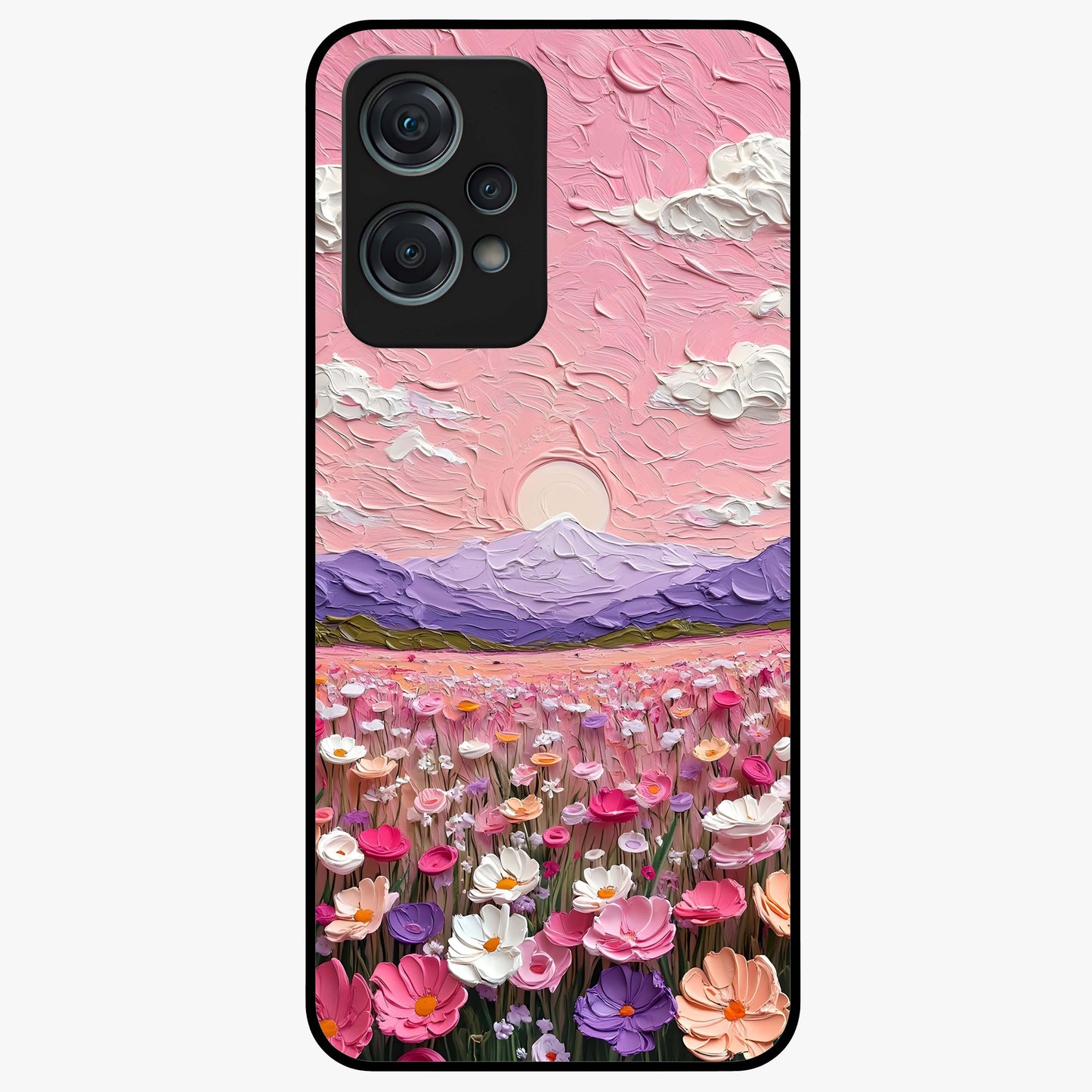 Pink Pastel Groovy Art Glass Case for 1+Nord Ce 2 Lite playful front view featuring groovy retro artwork in pastel pink tones