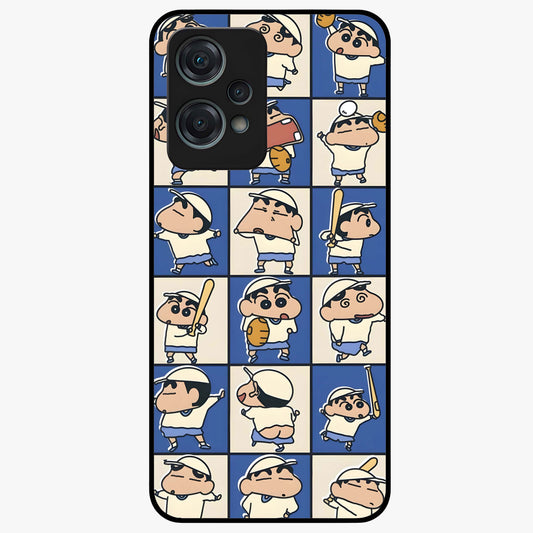 Playful Shin Swing Glass Case for 1+Nord Ce 2 Lite lively front view featuring animated character artwork with playful theme