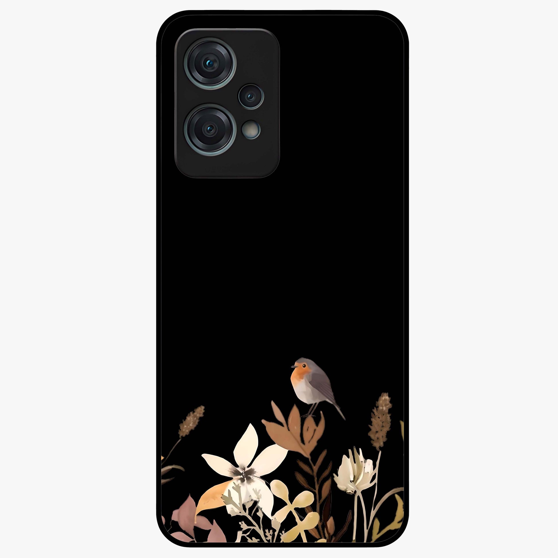 Quiet Garden Tune Glass Case for 1+Nord Ce 2 Lite serene front view featuring peaceful floral garden artwork
