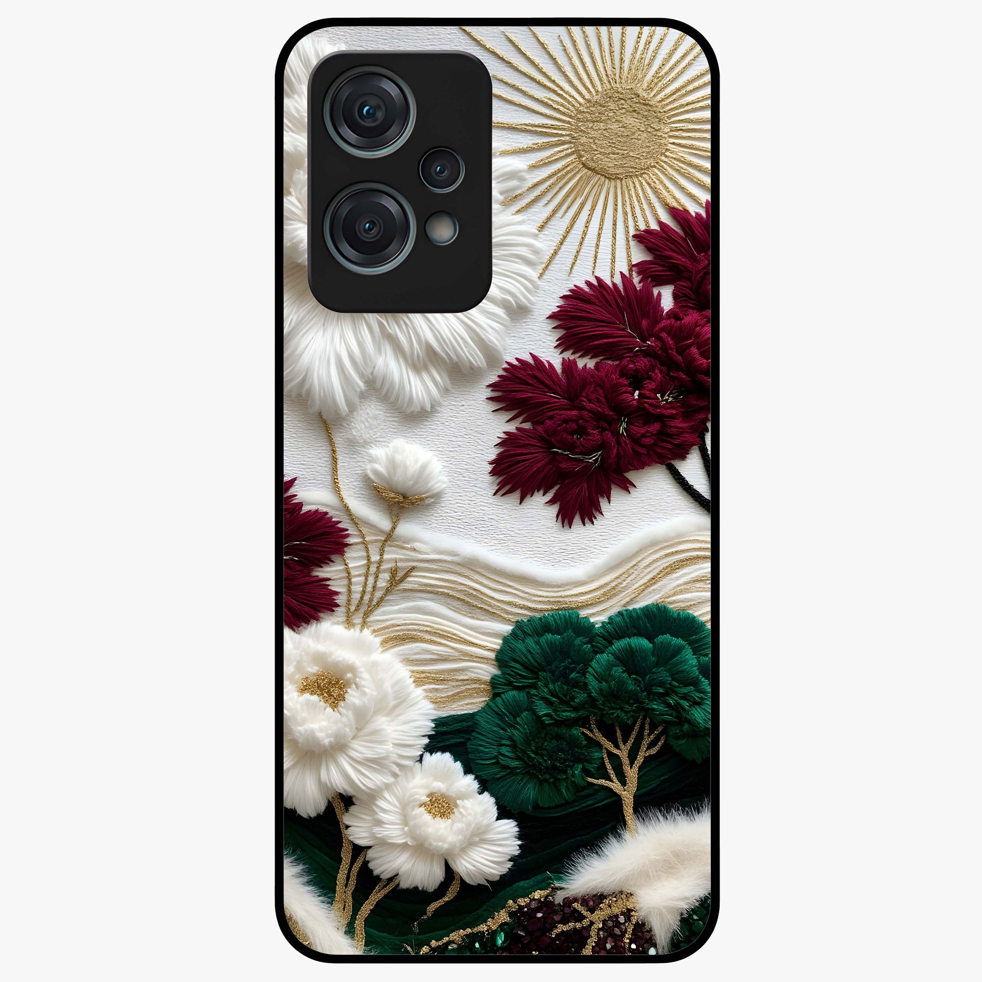 Radiant Bloom Elegance Glass Case for 1+Nord Ce 2 Lite elegant front view featuring luminous floral artwork