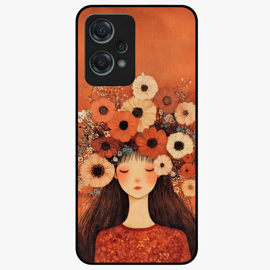 Radiant Flower Thoughts Glass Case for 1+Nord Ce 2 Lite soft front view featuring delicate floral artwork with artistic vibe
