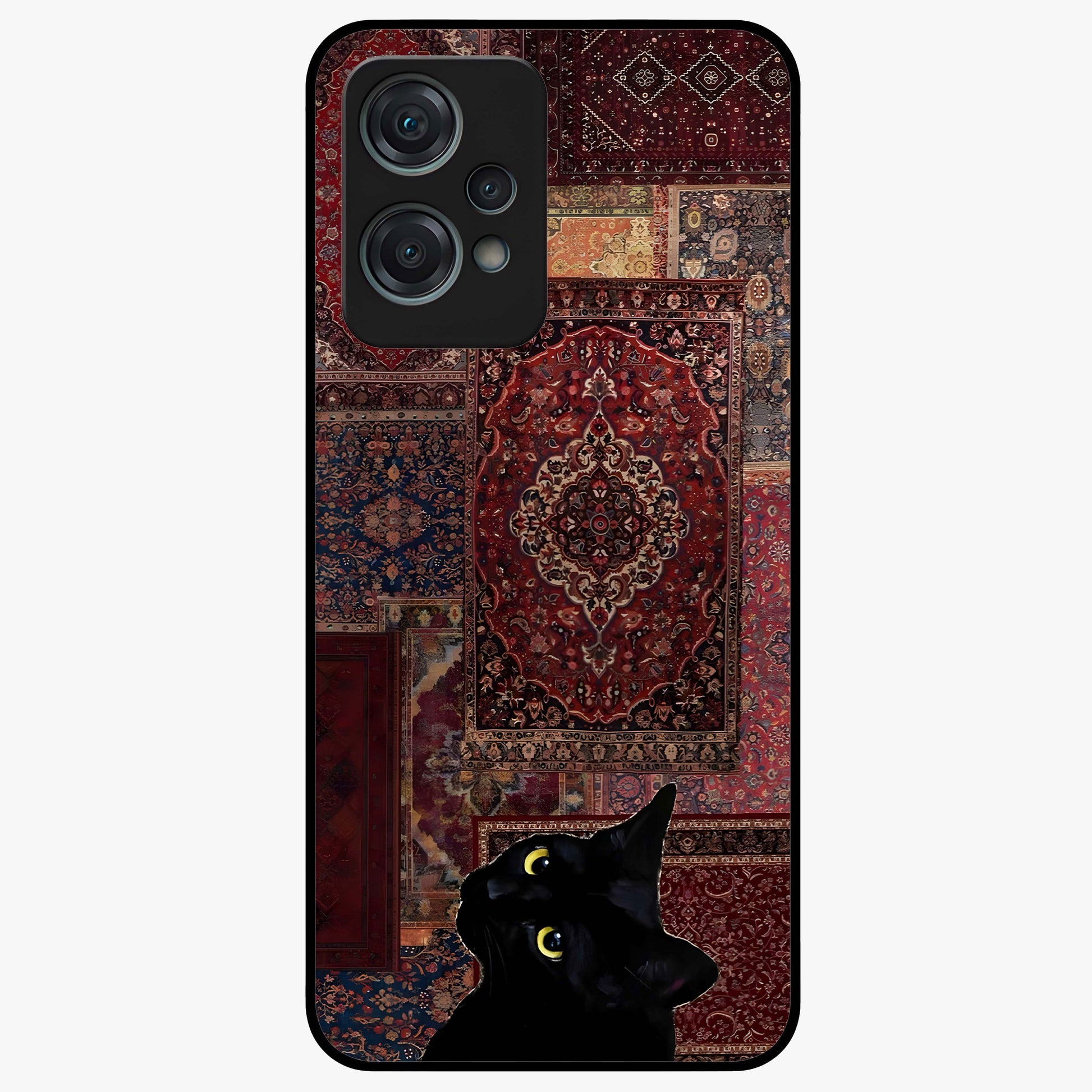Regal Magic Cat Apple Glass Case for 1+Nord Ce 2 Lite playful front view featuring charming cat artwork with whimsical theme