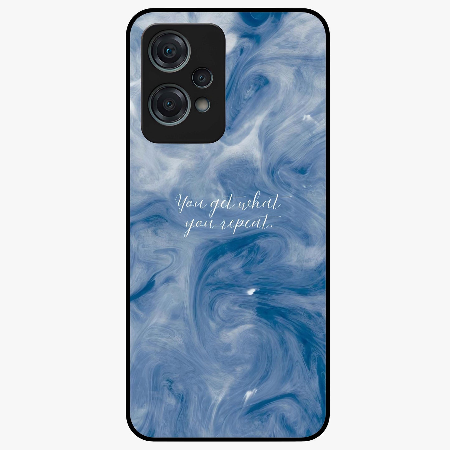 Repeat Your Destiny Glass Case for 1+Nord Ce 2 Lite motivational front view featuring bold typography artwork