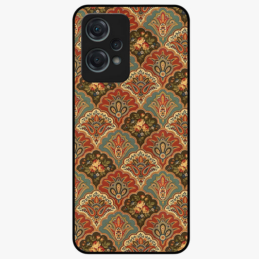 Royal Threadwork Glass Case for 1+Nord Ce 2 Lite elegant front view featuring embroidered threadwork inspired artwork