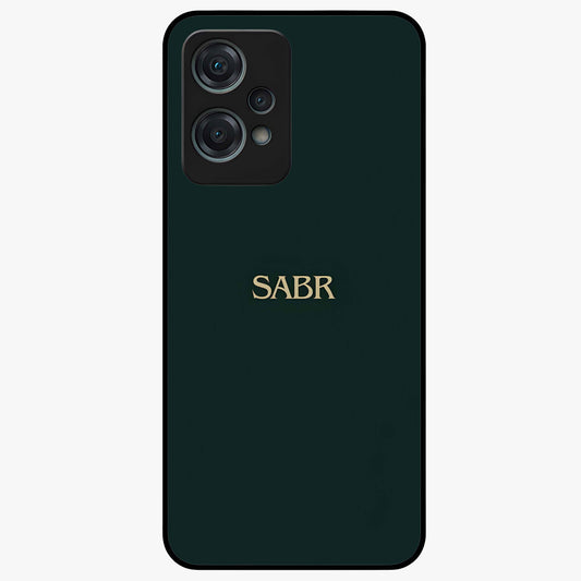 Sabr Minimal Patience Glass Case for 1+Nord Ce 2 Lite clean front view featuring minimalist typography artwork
