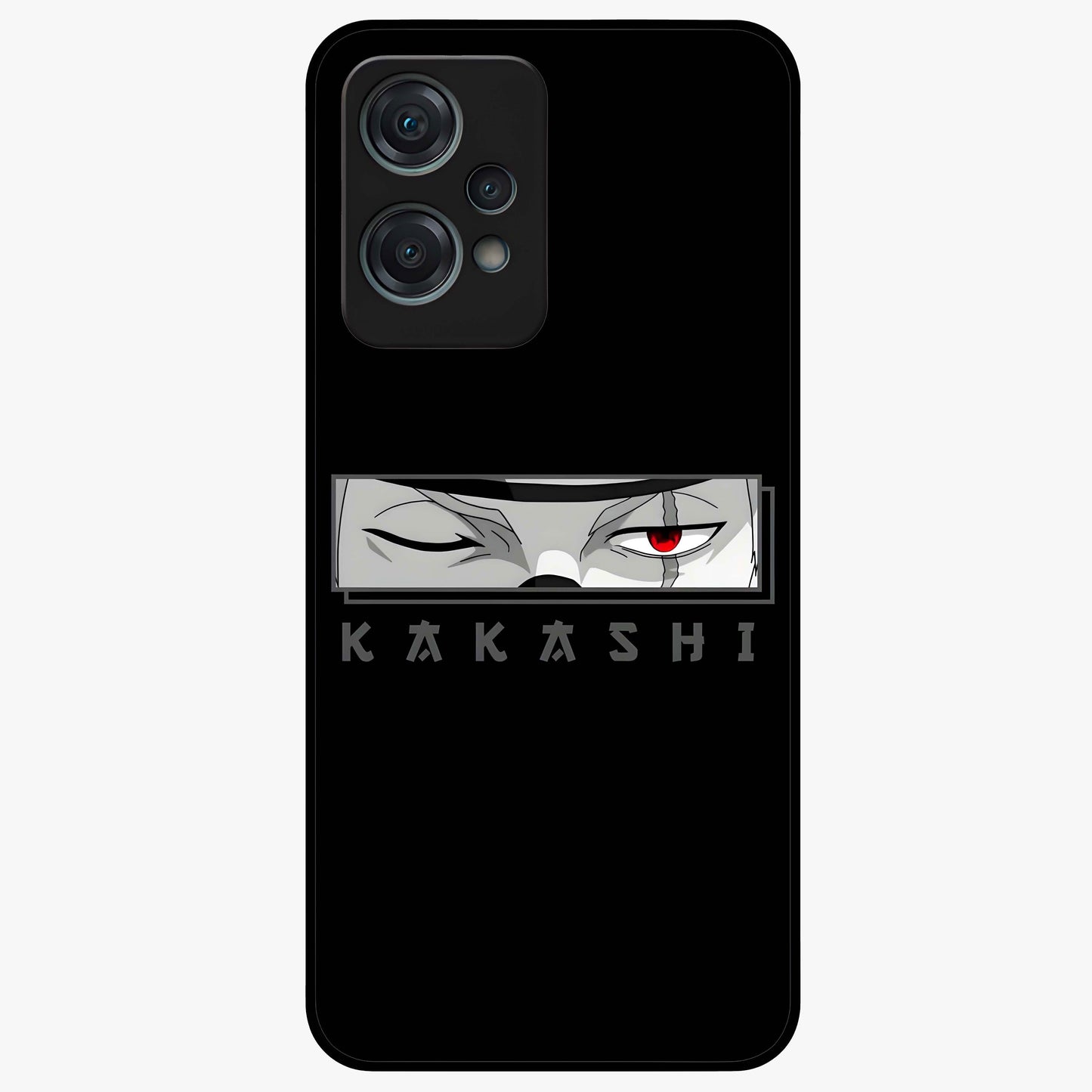 Scarlet Ninja Gaze Glass Case for 1+Nord Ce 2 Lite striking front view featuring ninja inspired artwork in crimson tones