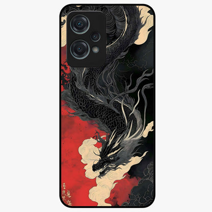 Shadow Dragon Fury Glass Case for 1+Nord Ce 2 Lite intense front view featuring fierce dragon artwork in dark tones