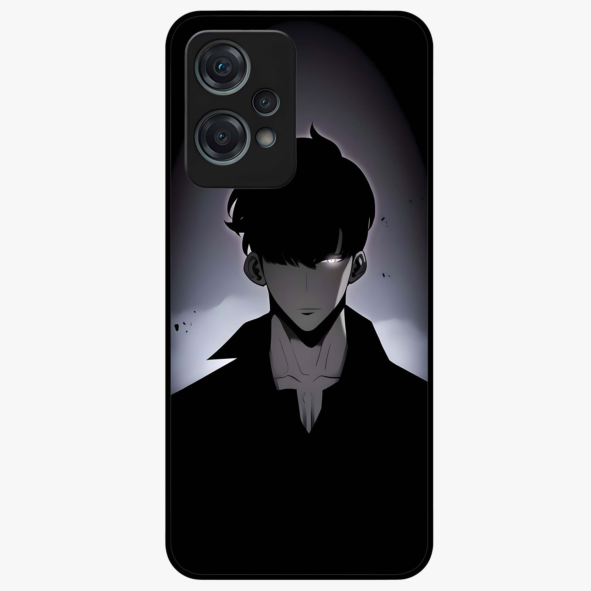 Silent Shadow Awakening Glass Case for 1+Nord Ce 2 Lite intense front view featuring dark warrior inspired artwork