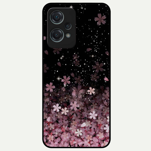 Small Starry Flowers Glass Case for 1+Nord Ce 2 Lite charming front view featuring tiny floral artwork with star accents