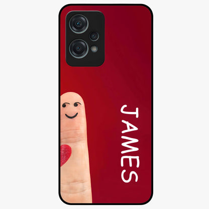 Smiling Heart Bond Glass Case for 1+Nord Ce 2 Lite cute front view featuring playful heart themed artwork