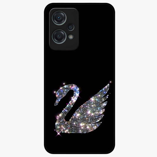 Starlit Swan Grace Glass Case for 1+Nord Ce 2 Lite graceful front view featuring swan artwork under shimmering night sky