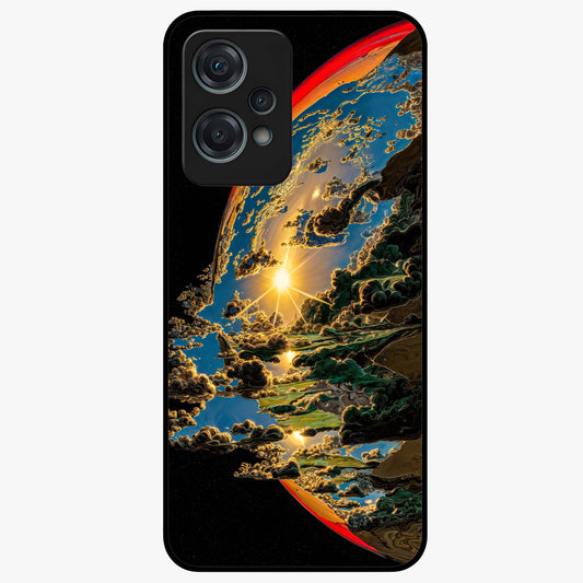 Sunrise Bursting Glass Case for 1+Nord Ce 2 Lite radiant front view featuring vibrant sunrise inspired artwork