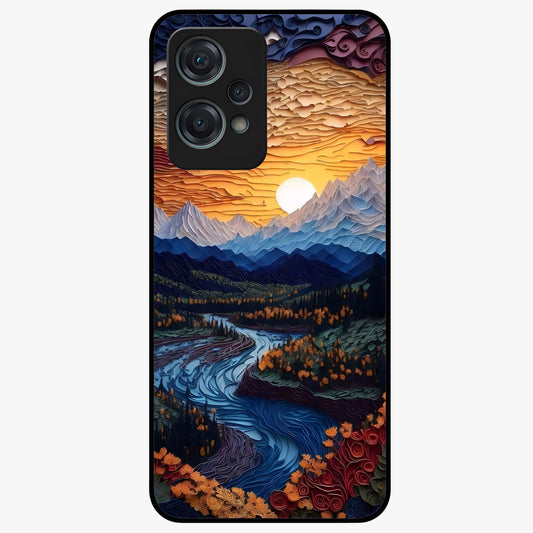 Sunrise River Dreams Glass Case for 1+Nord Ce 2 Lite scenic front view featuring river landscape under glowing sunrise sky