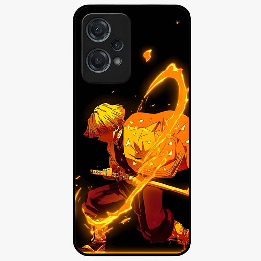 Thunder Flame Execution Glass Case for 1+Nord Ce 2 Lite intense front view featuring lightning and flame inspired artwork