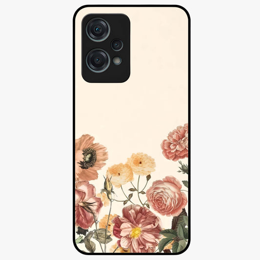 Timeless Garden Romance Glass Case for 1+Nord Ce 2 Lite elegant front view featuring classic floral garden artwork