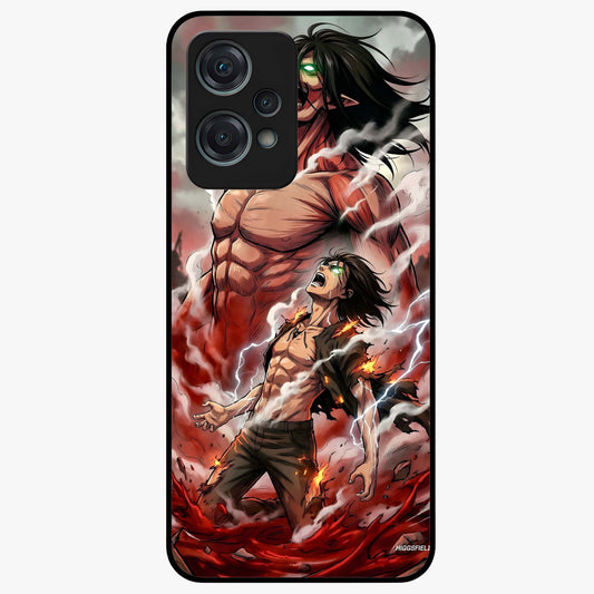 Titan Awakening Fury Glass Case for 1+Nord Ce 2 Lite intense front view featuring powerful titan inspired artwork